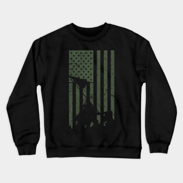 Iwo Jima Flag Raising WWII Military Support Vintage Flag Crewneck Sweatshirt by DesignedForFlight